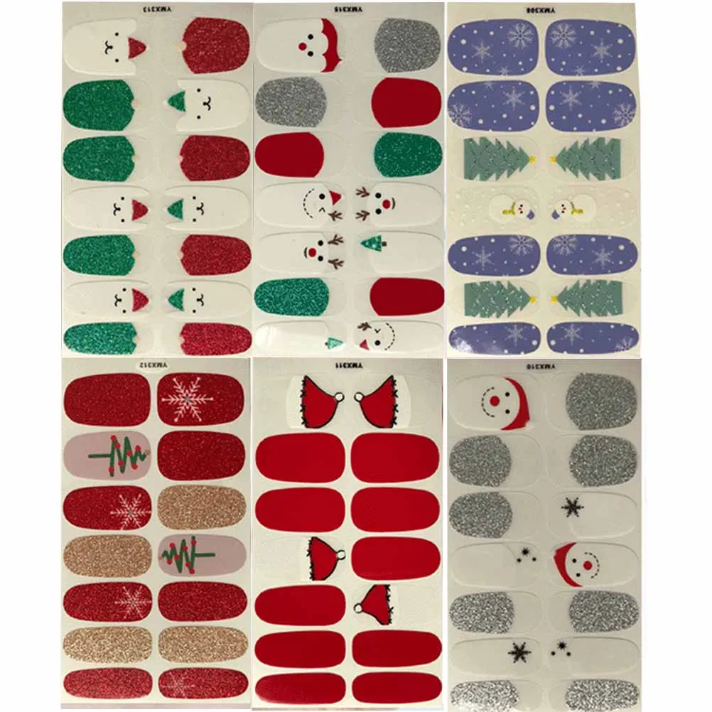 

Рождественские наклейки для ногтей со снежинками, наклейки, съемные патчи для ногтей, сделай сам, накладные ногти, нашивка для женщин, вечерние, праздничные