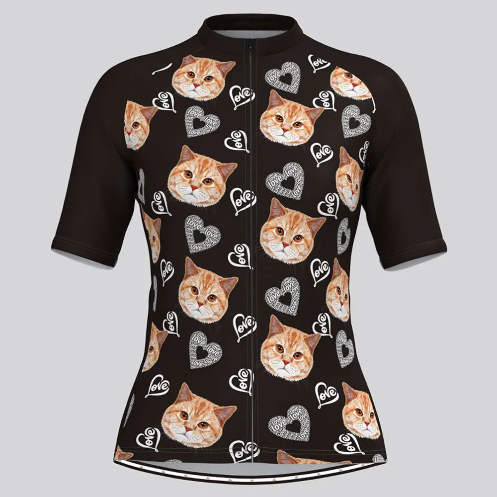 Lady Cycling Clothing Cartoon Cat Road Bike Jersey Summer Women Short Sleeve Shirt Female Bicycle Wear MTB Clothes Ropa Ciclismo