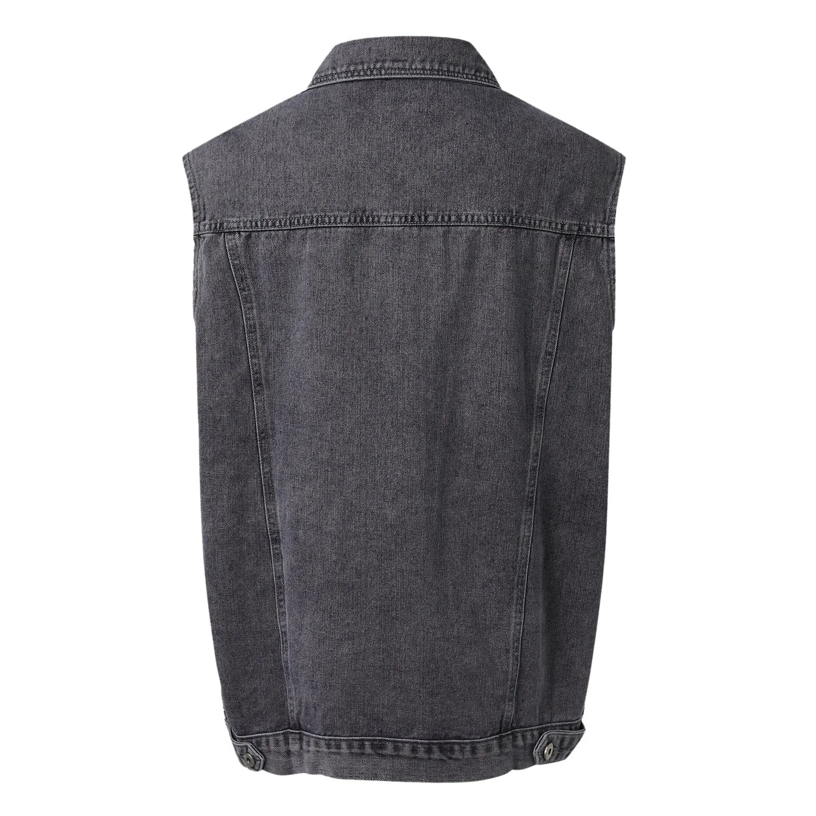 Gray Woman Denim Vest Outerwear Fashion Lapel Collar Single Breasted Vest Jackets Coat Sleeveless Denim Top Jacket For Women