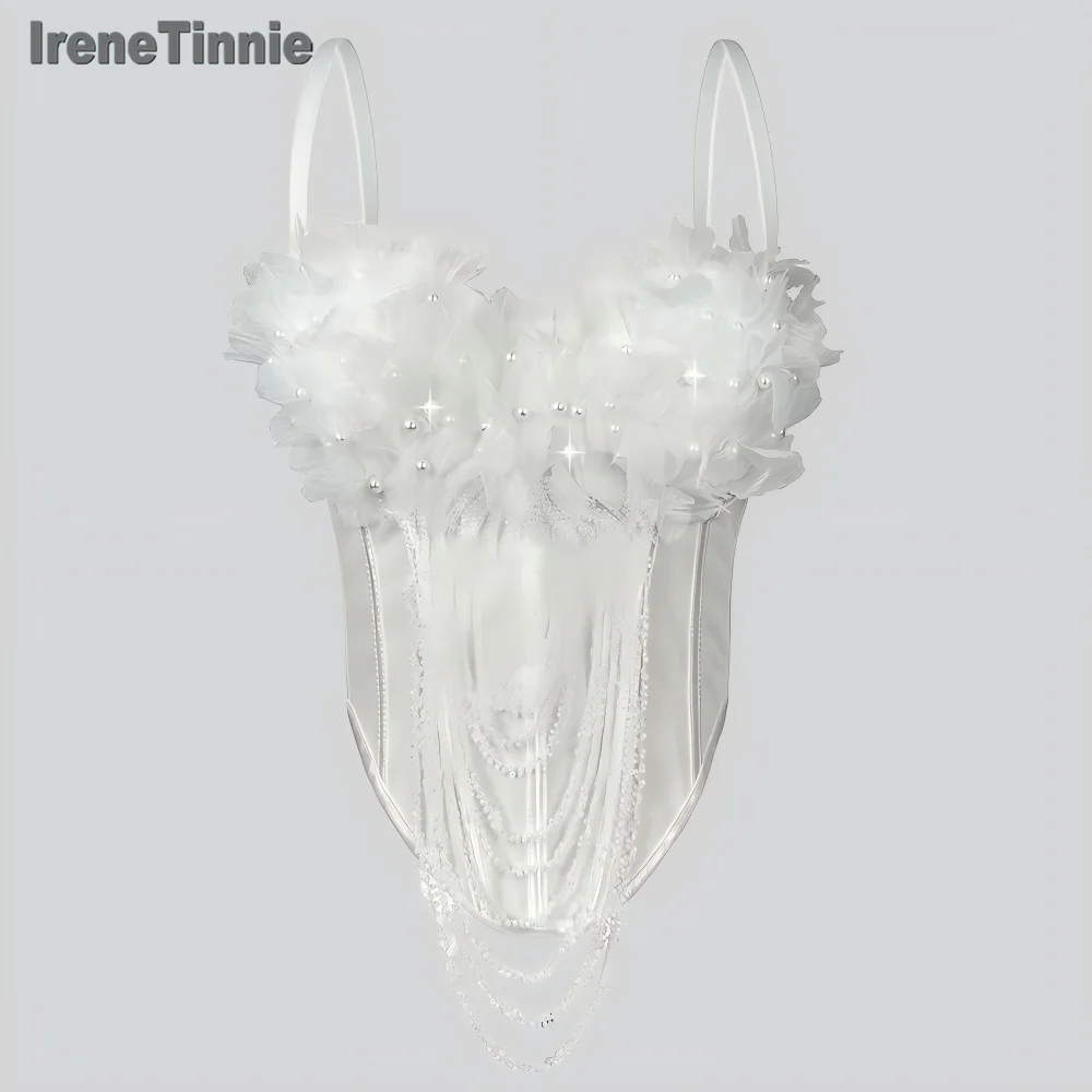 IRENE TINNIE مثير شرابة رفع مشد مجروم Y2k المحاصيل القمم السيدات بوستير الصدرية سترة تانك القمم المرأة زهرة الكورسيهات الشارع الشهير #2