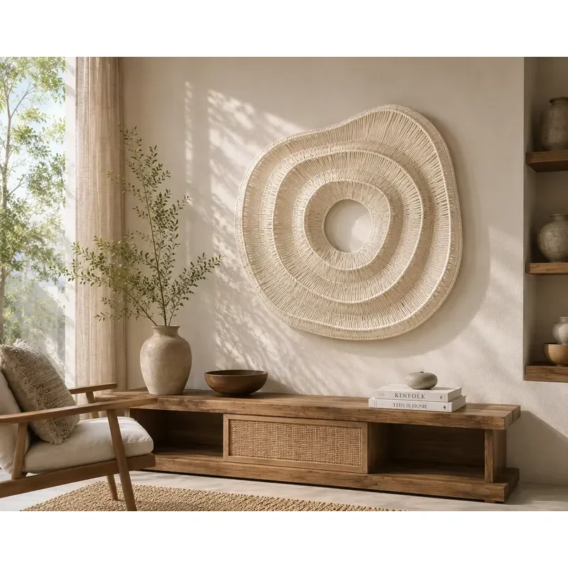 Modern 3D Handmade Rope Texture Wall Art Luxury Simple Mural Decor for Living Room Entrance Model House Background Decoration
