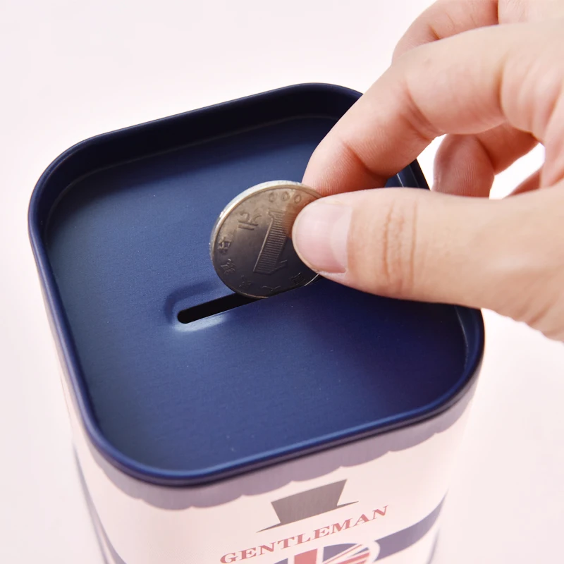 1Pc Cute Piggy Bank Metal Personalise Square Logbook Series Tin Plate Box Money Saving Pot Coin Box Jewelry Box Storage Tank