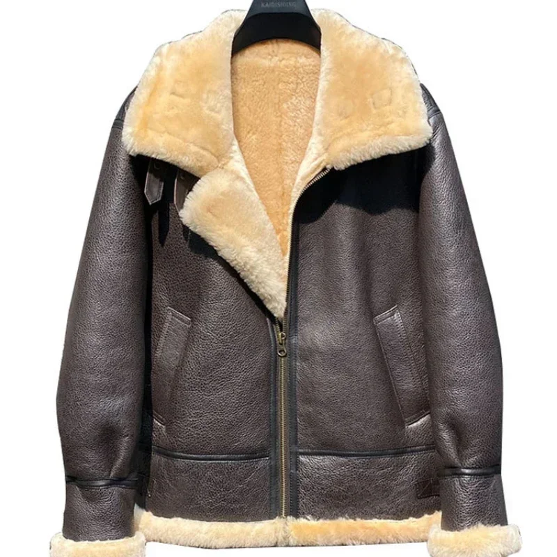 100% Genuine Leather Jacket Men Nature Sheepskin Real Wool Fur Coat Male Flight Coats Winter jackets De Cuero Genuino