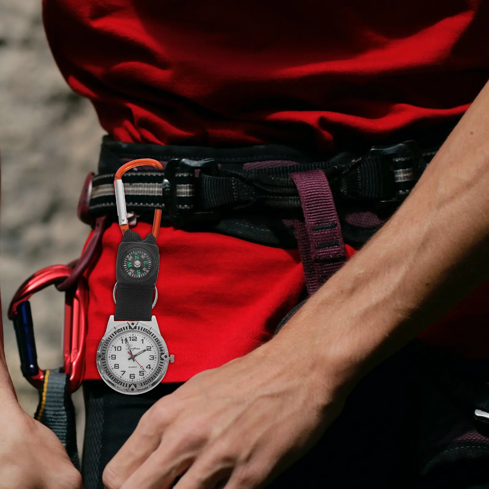 

Часы для медсестер с клипсой и карабином, компасом, светящимся в темноте циферблатом для больниц, школ, офисов, походов и бега