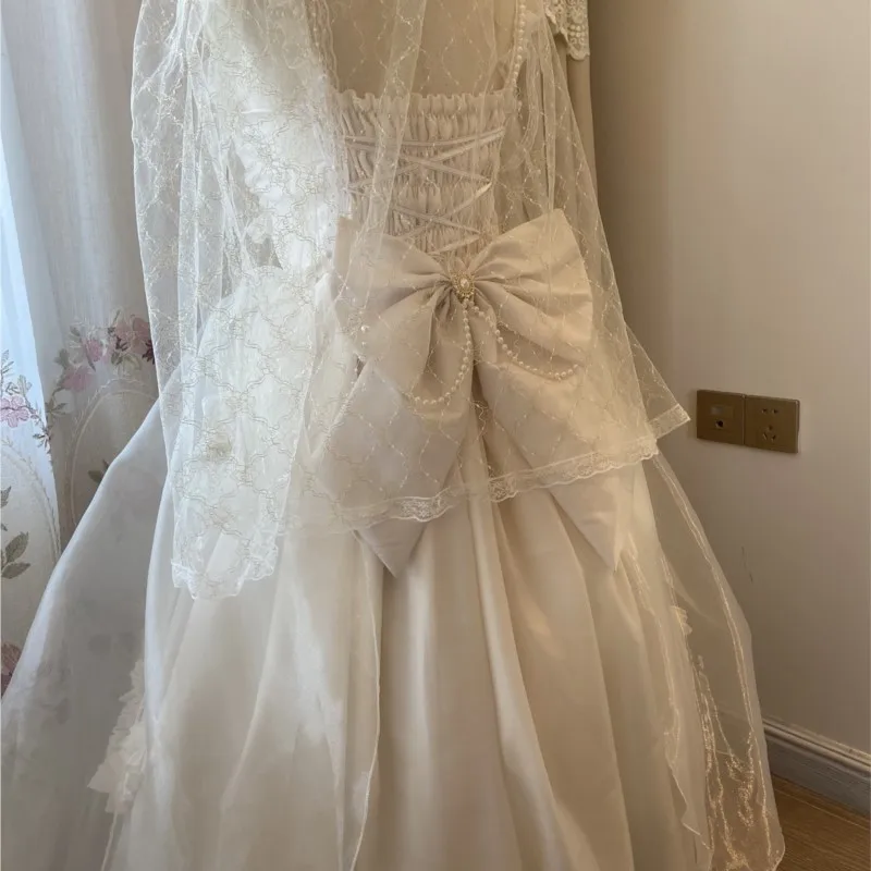 Flower Wedding Large Skirt Strap Trailing Dress