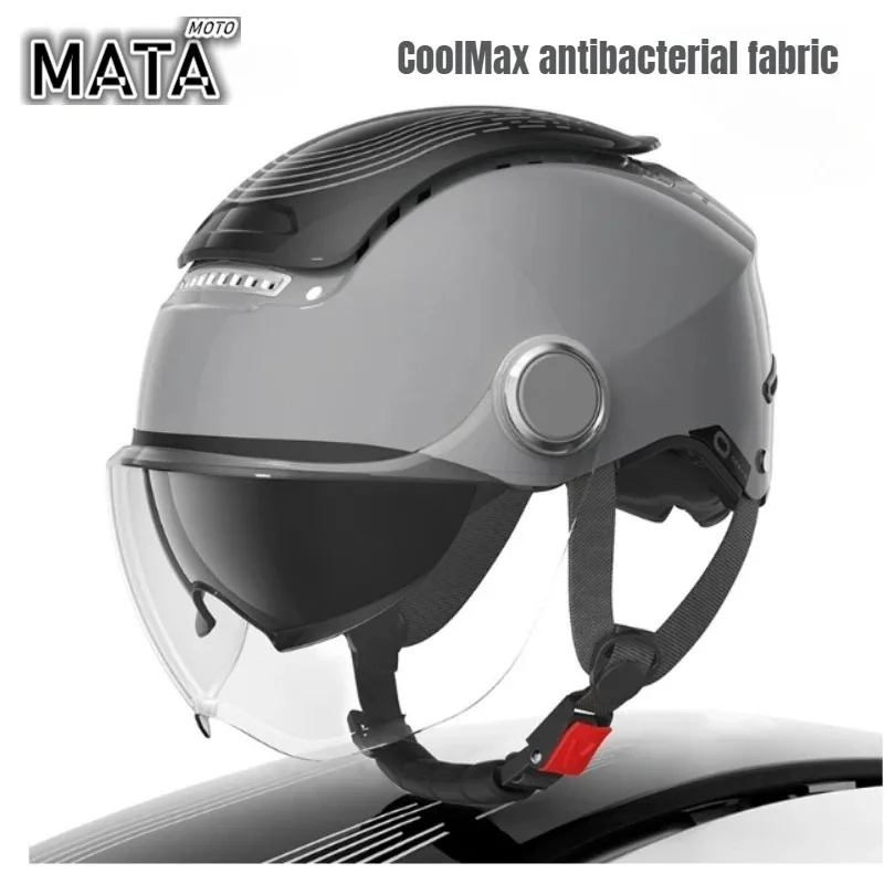 

HOT BIBEE Electric Bike Helmet Summer Breathable Electric Moto Open Face Helmet Men Women Dual Lenses Jet Scooter Half Helmets