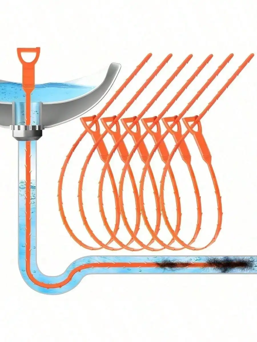 5 Pcs Drain Snake Set, Unclogs Hair in Sink & Shower. 65cm, Reusable, Heavy Duty Tools