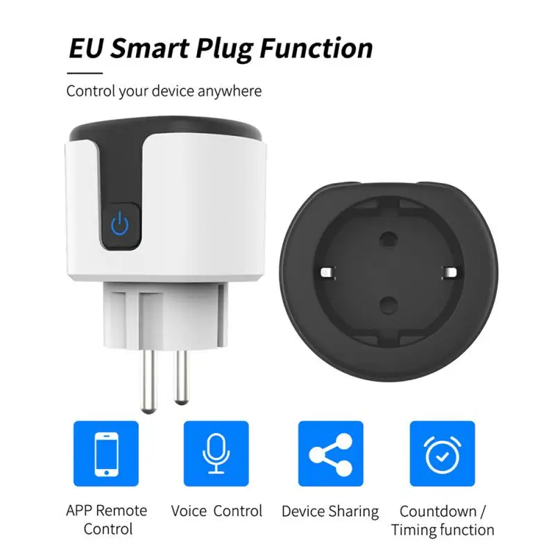 Xiaomi-enchufe inteligente Wifi con temporizador, adaptador de salida de la UE, Monitor de potencia de 16A 20A, funciona con Alexa, asistente de Google Home