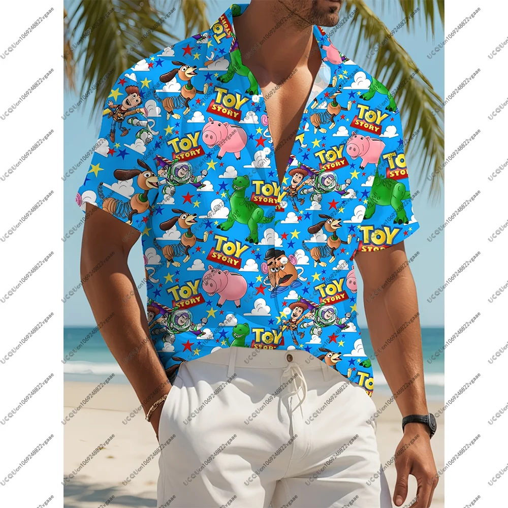 Camiseta de Toy Story para hombres y niños, ropa deportiva, camiseta fresca, deportes Buzz Lightyear Woody, camisa hawaiana con botones, regalo informal de Anime para fiesta