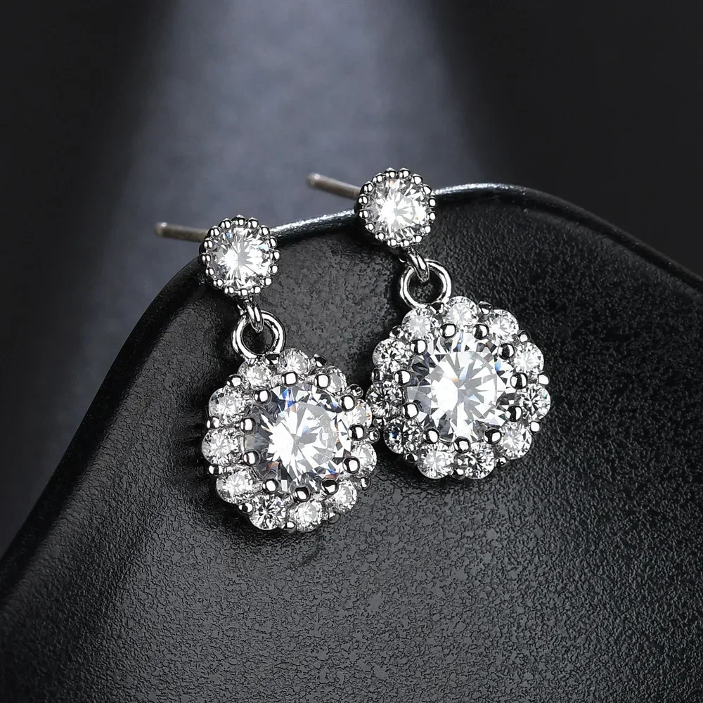 

Серьги из серебра 925 пробы с инкрустацией цирконом для женщин, простые темпераментные дикие ювелирные изделия, австрийский кристалл, европейский стиль