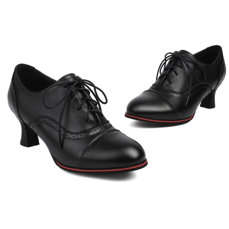 Vintage Low Short Heels Pumps Loafers Shoes Blue Red Black Women\'s Heeled Lace-up Casual Party Office Shoes Large Size 45 50