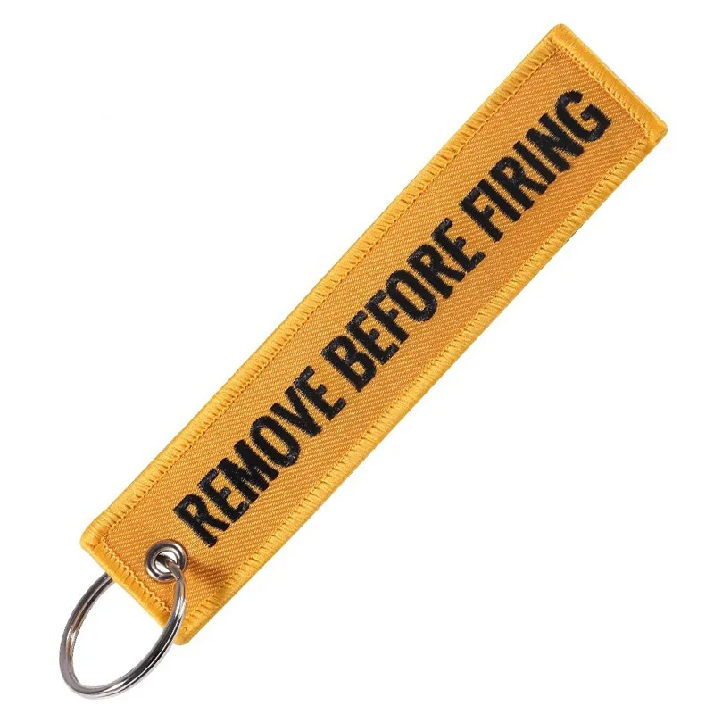 1 PC Wholesale Aviation Keychain Remove Before Firing Both Sides Embroidery Car Key Accessories Backpack Pendant Chain