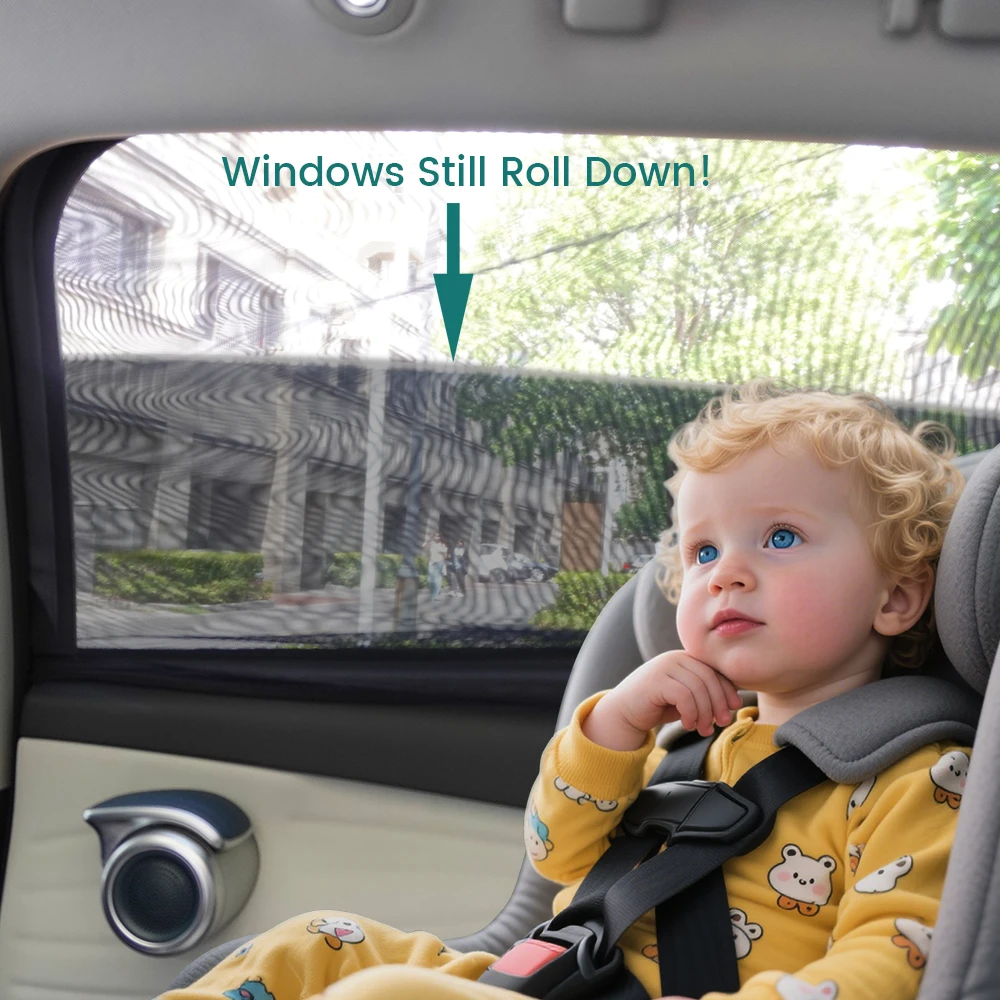 Universal Car Window Sun Shade Socks, UV Block Mesh Cover, Breathable & Privacy Protection, Easy Install, 2PCS for Side Windows