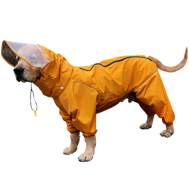 

Golden Waterproof Dog Raincoat Full Coverage 4 Legs Jacket for Large Breeds Golden Retriever Alaska Pet Clothes Pets Dog Clothes