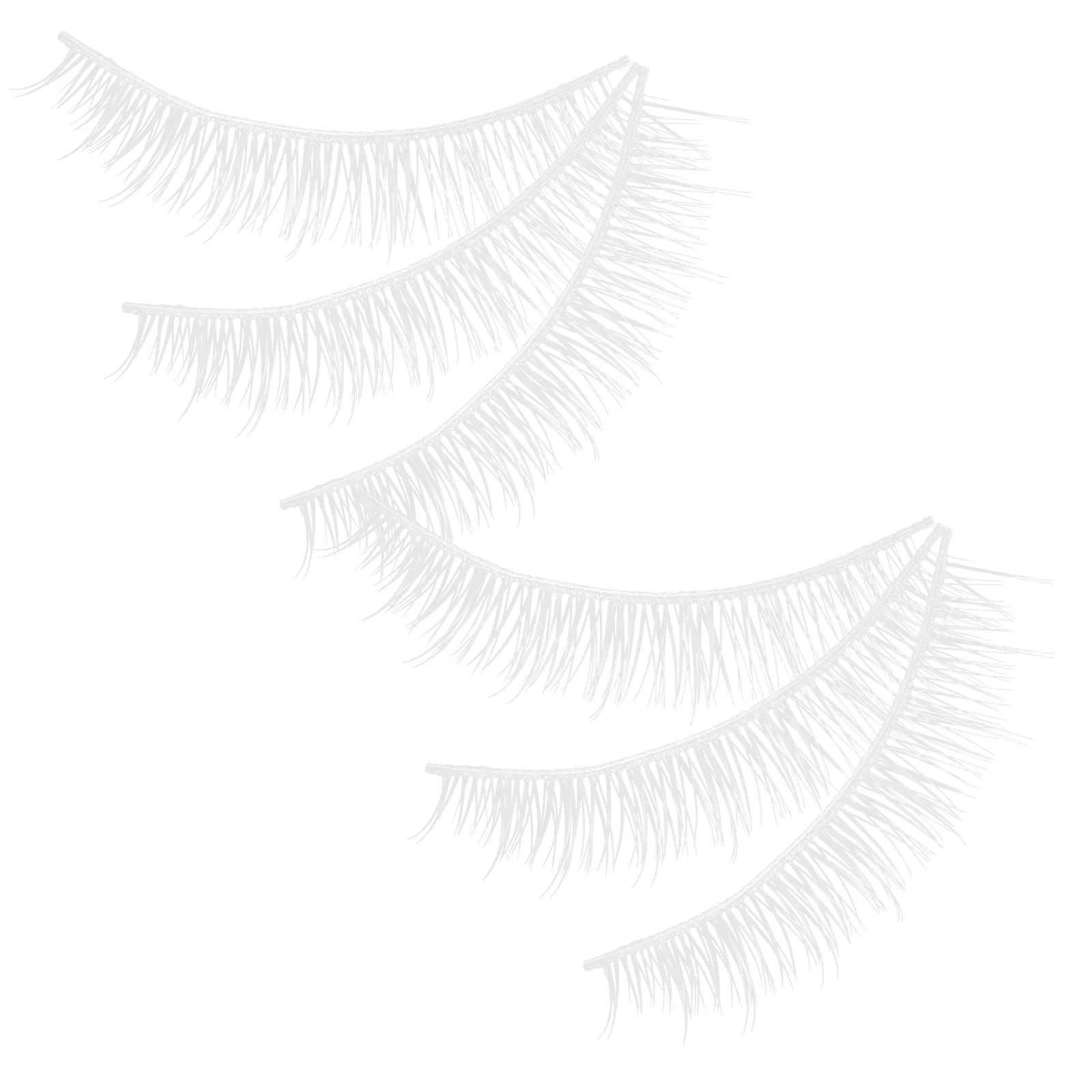 3 Pairs White Short Natural Cross Stem False Eyelashes Chemical Fiber Non Irritating Comfortable Daily Makeup Halloween Party