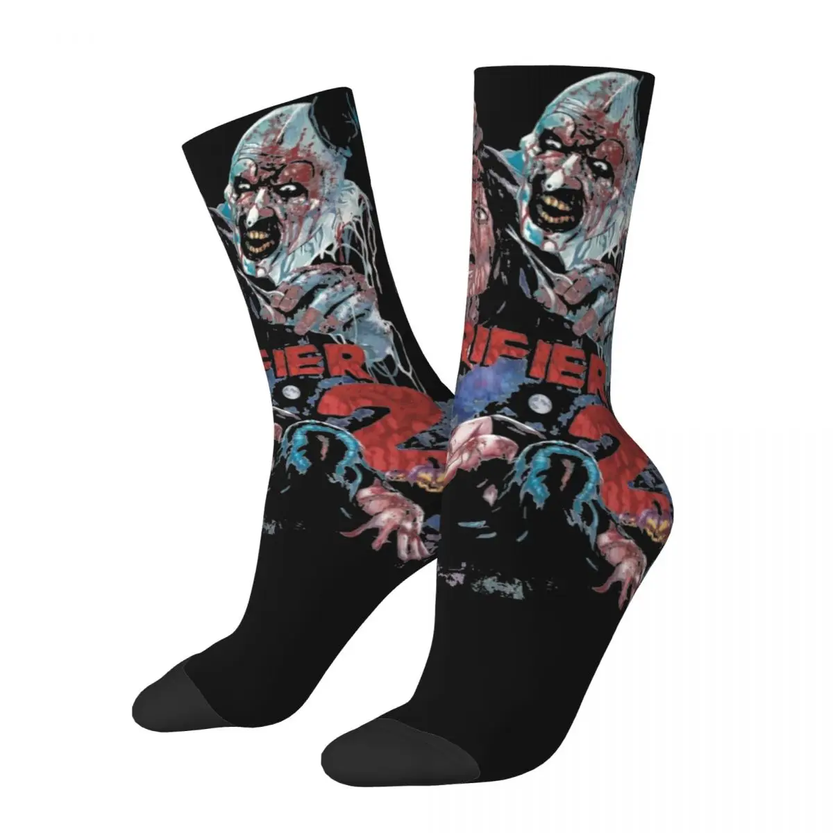 

Cozy Male Socks Terrifier 2 Movie Halloween Stuff Warm Horror Scary Graphic Dress Socks All Season