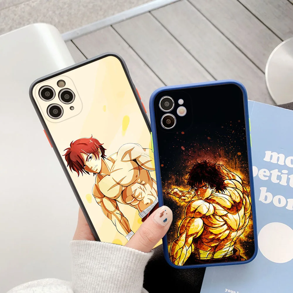 Funda de teléfono para iphone 16Plus 15 14 13 12 11 16 Pro Max 8 7 Plus XS XR X SE Anime Baki Hanma cubierta de protección translúcida esmerilada