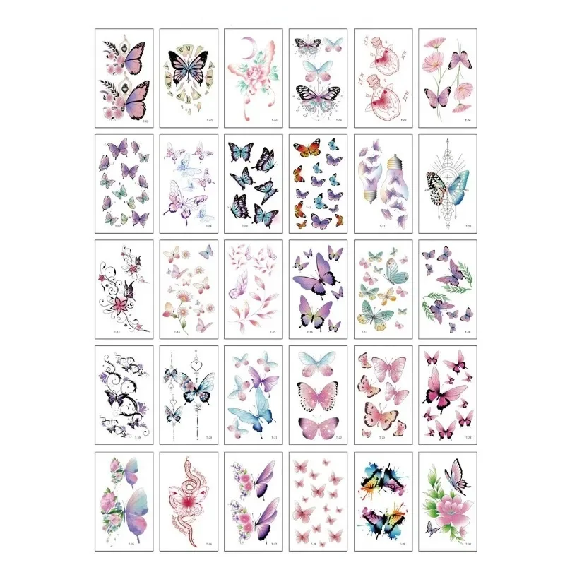 Butterfly Temporary Tattoo Stickers Rainbow Expression Face Hand Lovely Body Art Waterproof Fake Tattoos Tatouage Temporaire