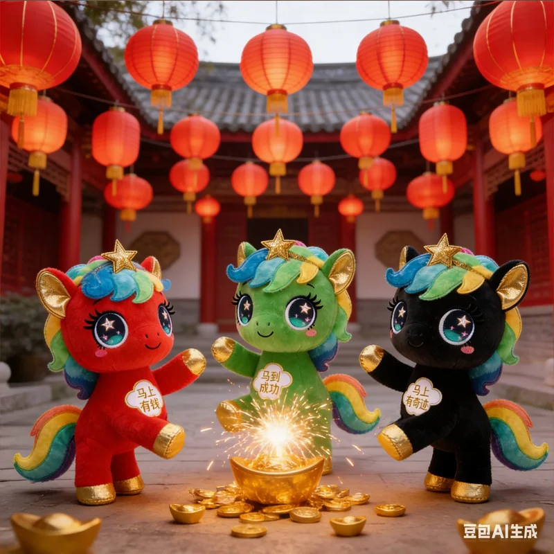 

25 см талисман Города Лошади, плюшевые игрушки, мягкие игрушки, флюба, летающий мультфильм, красочная звезда, единорог, подарки для девочек