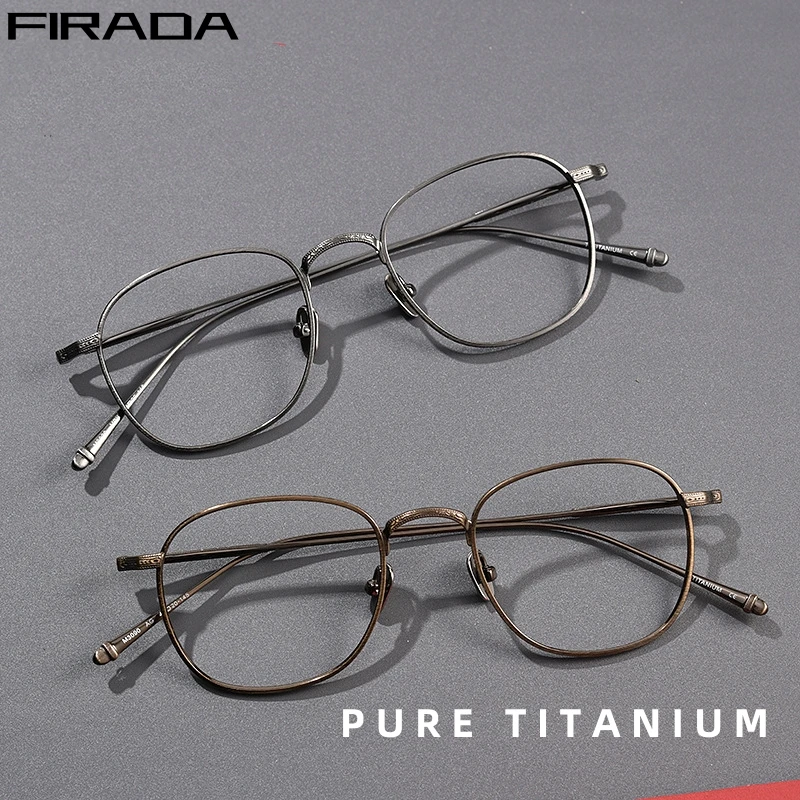 FIRADA Fashion Vintage Eyeglasses Comfortable Pure Titanium Eyewear Luxury Optical Prescription Glasses Frame Men Women 3090M