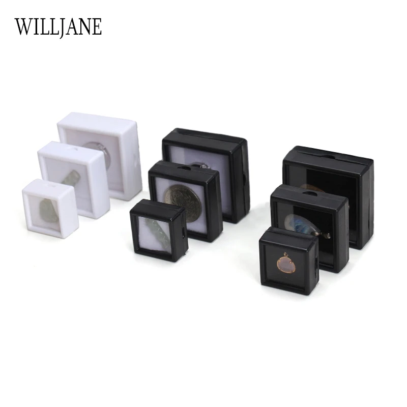 

Wholesale Loose Diamond Gemstone Storage Collection Display Box Top Glass Beads Organizer Show Case Square Gems Holder Container