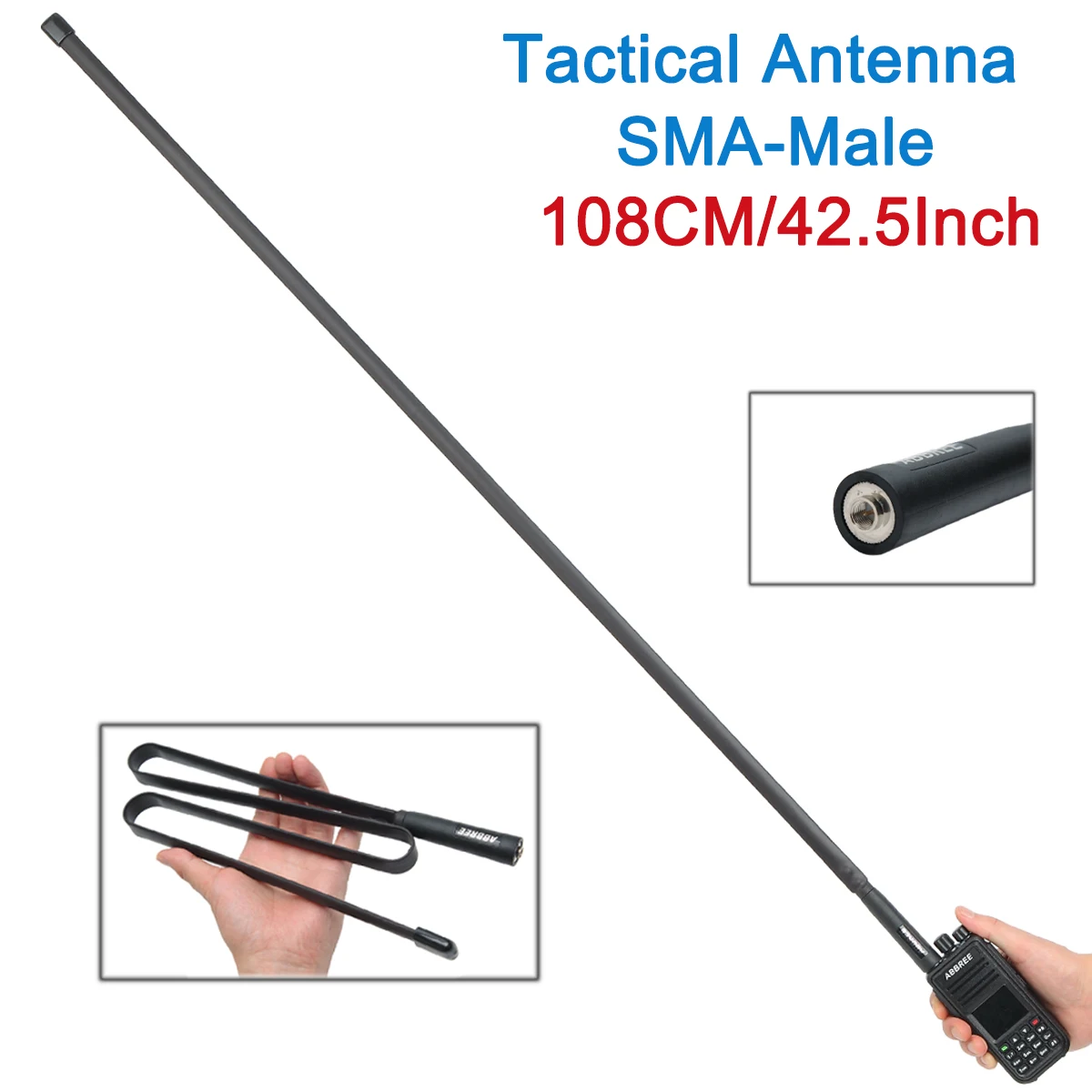 Foldable Gooseneck Tactical Antenna SMA-Male Dual Band VHF UHF 144/430Mhz for Ham Radio Yaesu TYT Wouxun KG-UV8D 9D Plus Wa