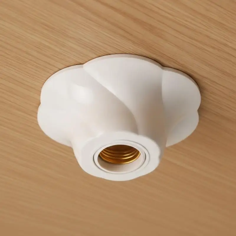 Hoyytu E27 Rose Shaped Pendant Lamp Holder Minimalist White Fixed Base Socket for Home Bedroom DIY Lighting Decoration