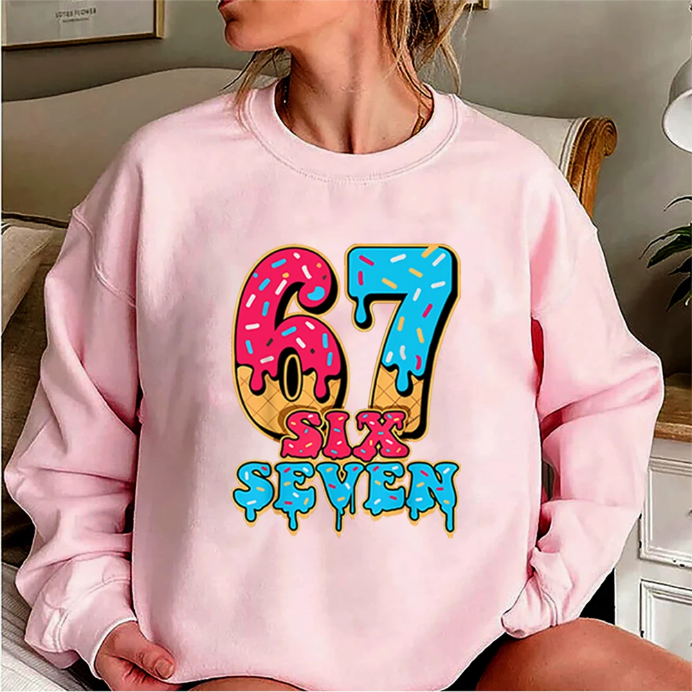 67 ميمي مضحك اللفة عيد الميلاد البلوز البيسبول بالتنقيط عدد 67 لاعب قميص ستة سبعة الآيس كريم بالتنقيط عيد الميلاد مضحك Bruh البلوز #4