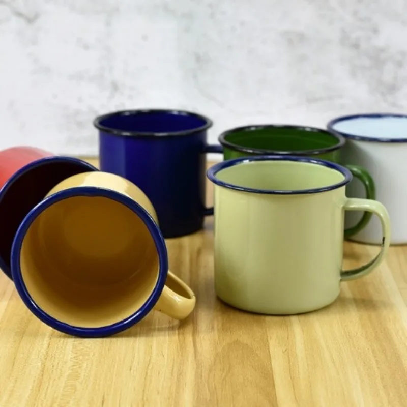 1pcs Enamel Coffee Mugs 350ML Creative Cup Travel Tea Milk Enamelware Home Kitchen Drinkware Christmas Party Gifts