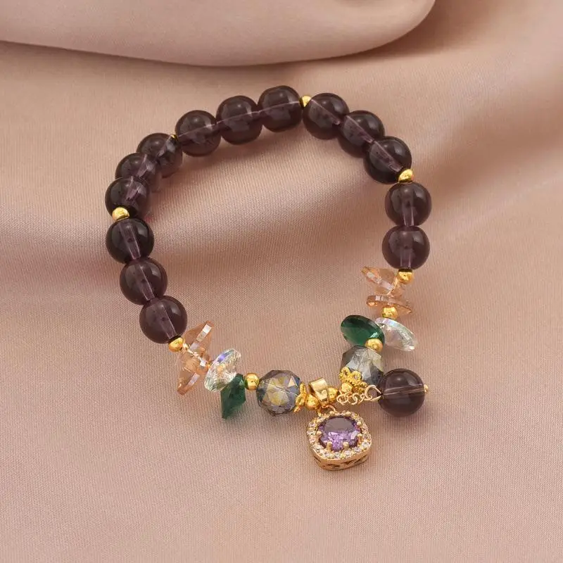 1 Stück Nischendesign-Heilarmband mit Imitationslila Kristallperlen, schönes symbolisches Geschenk für Familie und Freunde – Detail 3