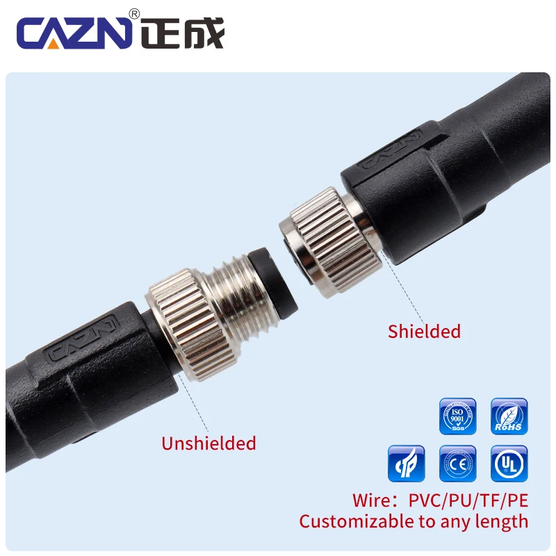 Hot Sale M8 Male&Female Plastic Overmolded Plug PVC TPU Sensor Unshielded Connector for Industrial Automation