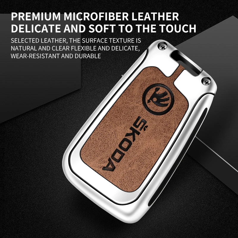 For Skoda VRS Octavia 1 2 3 Rapid Kodiaq Karoq RS Fabia Kamiq Superb Zinc Alloy Car Key Case Accessories