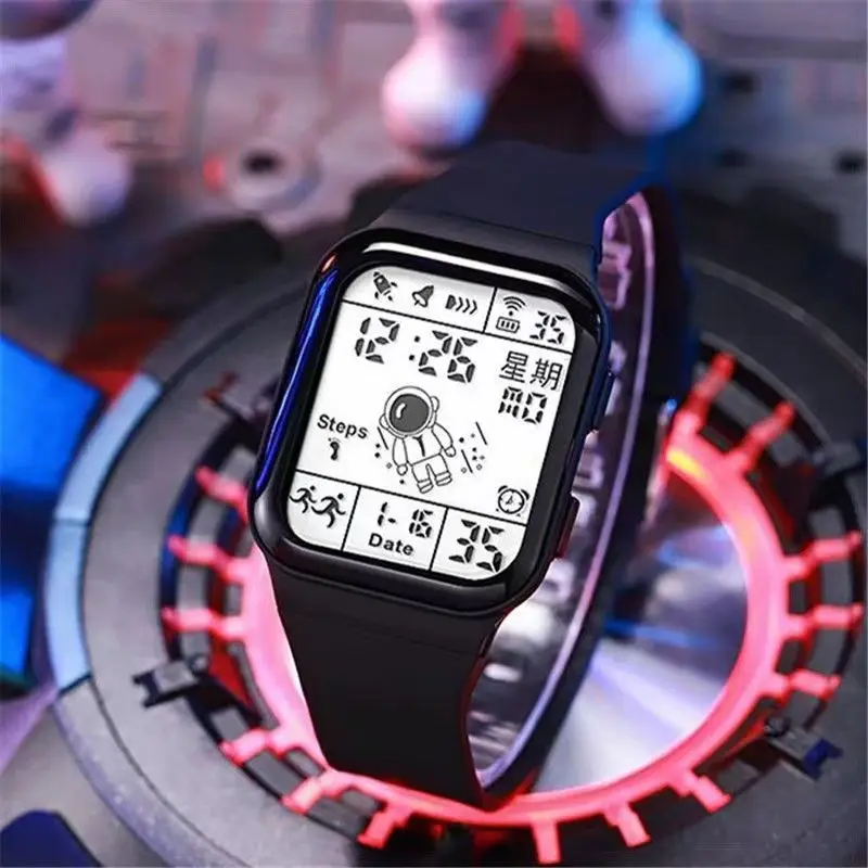 Reloj Digital de moda para hombres y mujeres, relojes deportivos LED impermeables, reloj multifunción Spaceman, reloj de pulsera electrónico para estudiantes