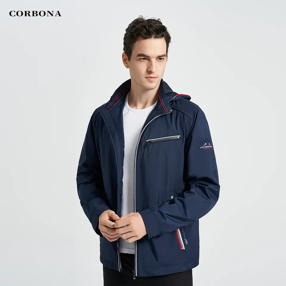 CORBONA-Casaco leve de manga comprida masculino, parka destacável, casaco à prova de vento, moda casual, primavera e verão, novidade, 2022