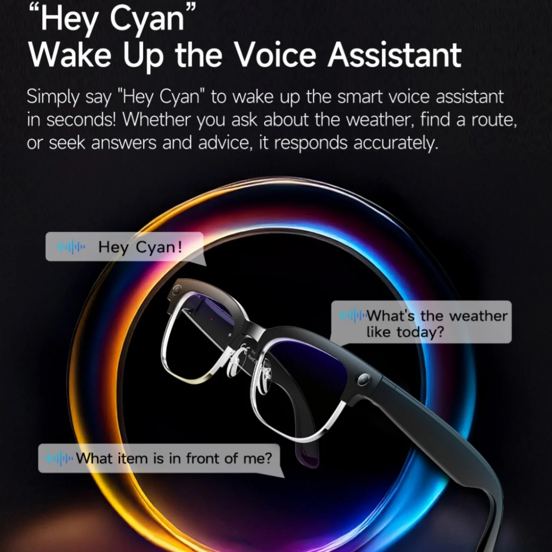 نظارات AI الذكية 8MP بلوتوث مقاومة للماء IP66 مع تسجيل الفيديو التعرف على الصور ترجمة 290 مللي أمبير في الساعة نظارات للاستخدام اليومي