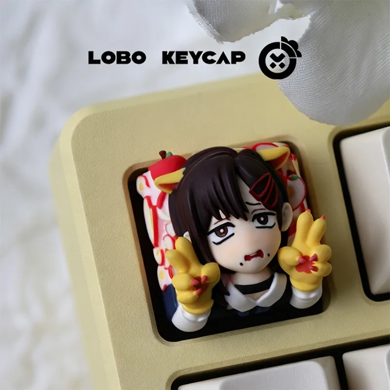 Nowe keycapy Chainsaw Man Reze & Makima Anime, żywiczne, DIY, urocze, personalizowane keycapy ESC, spersonalizowany prezent do klawiatur mechanicznych — zdjęcie produktu 3