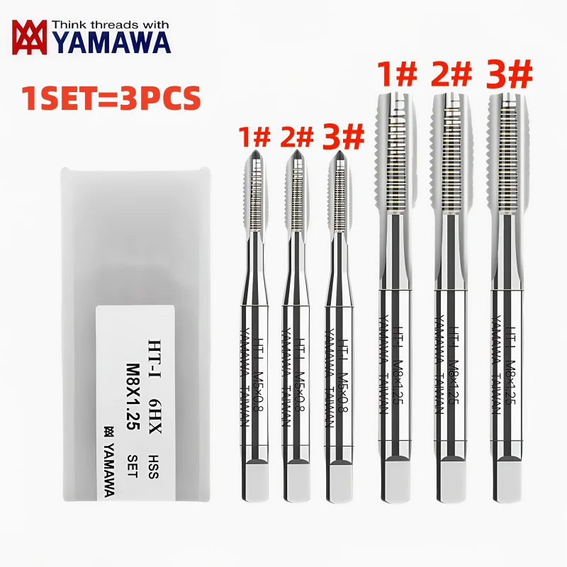 

1 компл. = 3 шт., японский ручной набор YAMAWA, метрическая резьба M2M2.5M3M4M5M6M8M10, прямой метчик