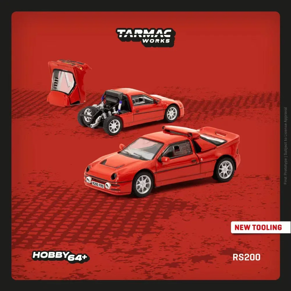 

TW 1:64 RS200 Red Opened Hood Diecast Diorama Car Model Collection Miniature Toys Tarmac Works