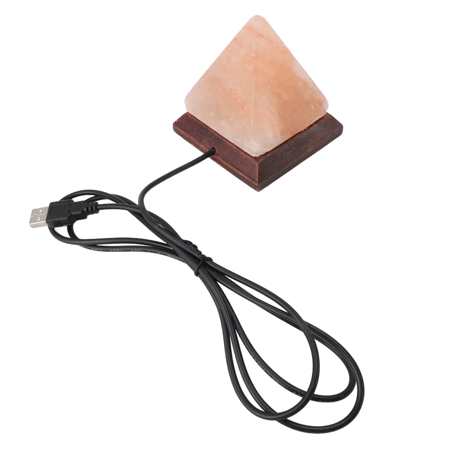 C3 Himalayan Salt Lamp USB RGB 7 Colors Changing Hand Carved with Wood Base Pyramid Crystal Salt Rock Lamp for Home Decoration