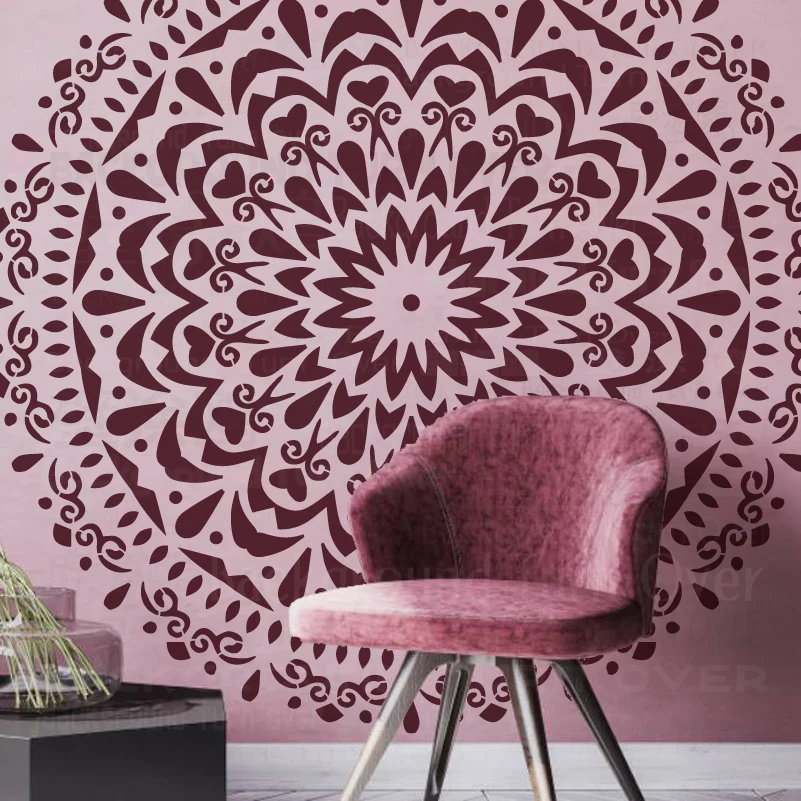 

130cm - 210cm Wall Stencil For Painting Decor Template To Paint Decors Putty Extra Large Furniture Giant Mandala Huge Round S382