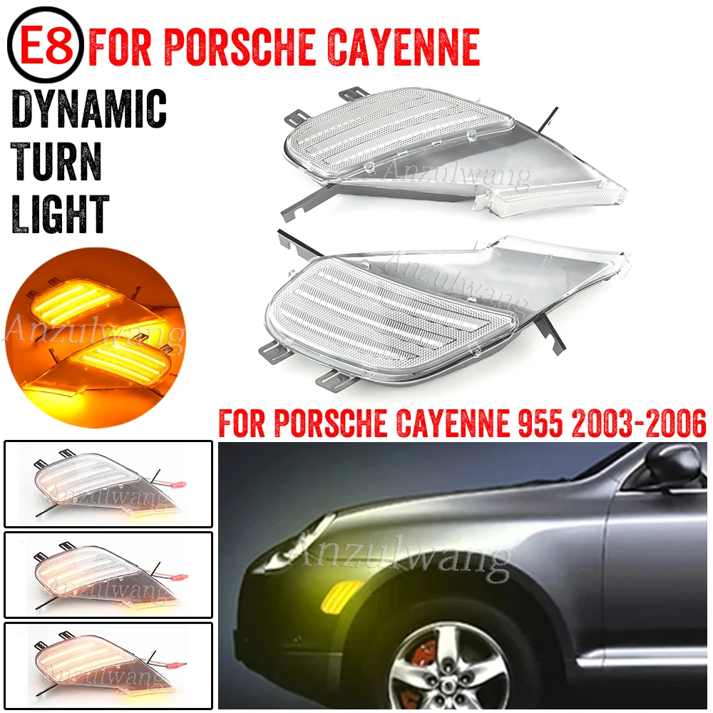 

Marker Lights Turn Signal Blinker Indicator Lamps 95563103310 For Porsche Cayenne 955 2003-2006 2Pcs Dynamic LED Side