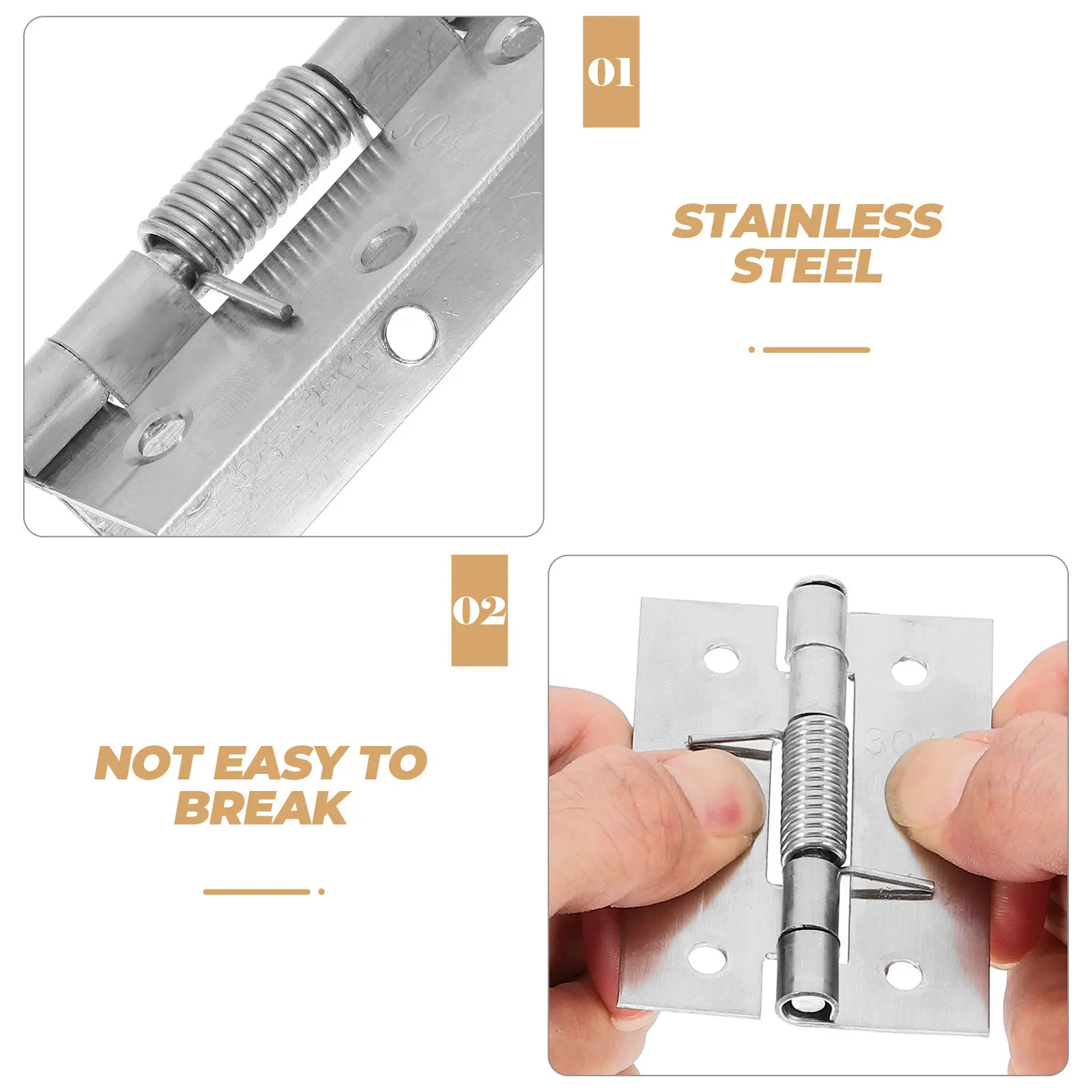 2Pcs Stainless Steel Self Closing Door Hinges Heavy Duty Automatic Door Spring Hinges for Wood Screen Basement Bathroom Laundry
