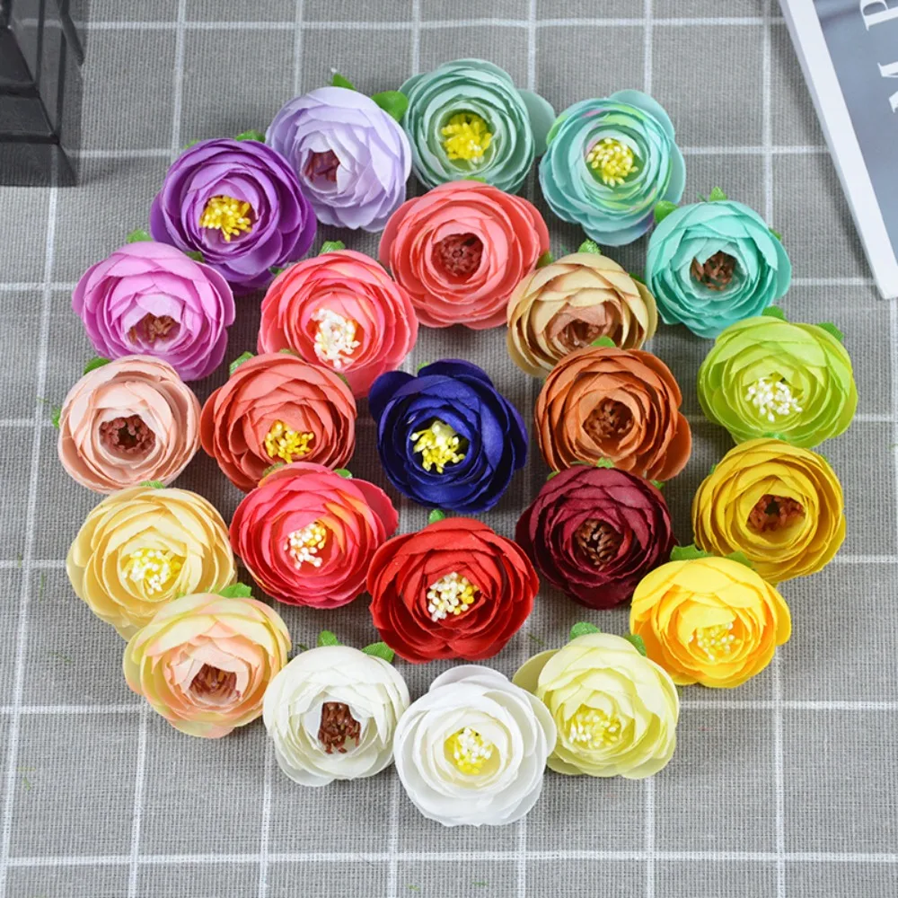 

10pcs 4cm Vintage Artifical Flowers Silk Rose Flower Head Wedding Party Boutonniere and Wrist Corsage Accessories