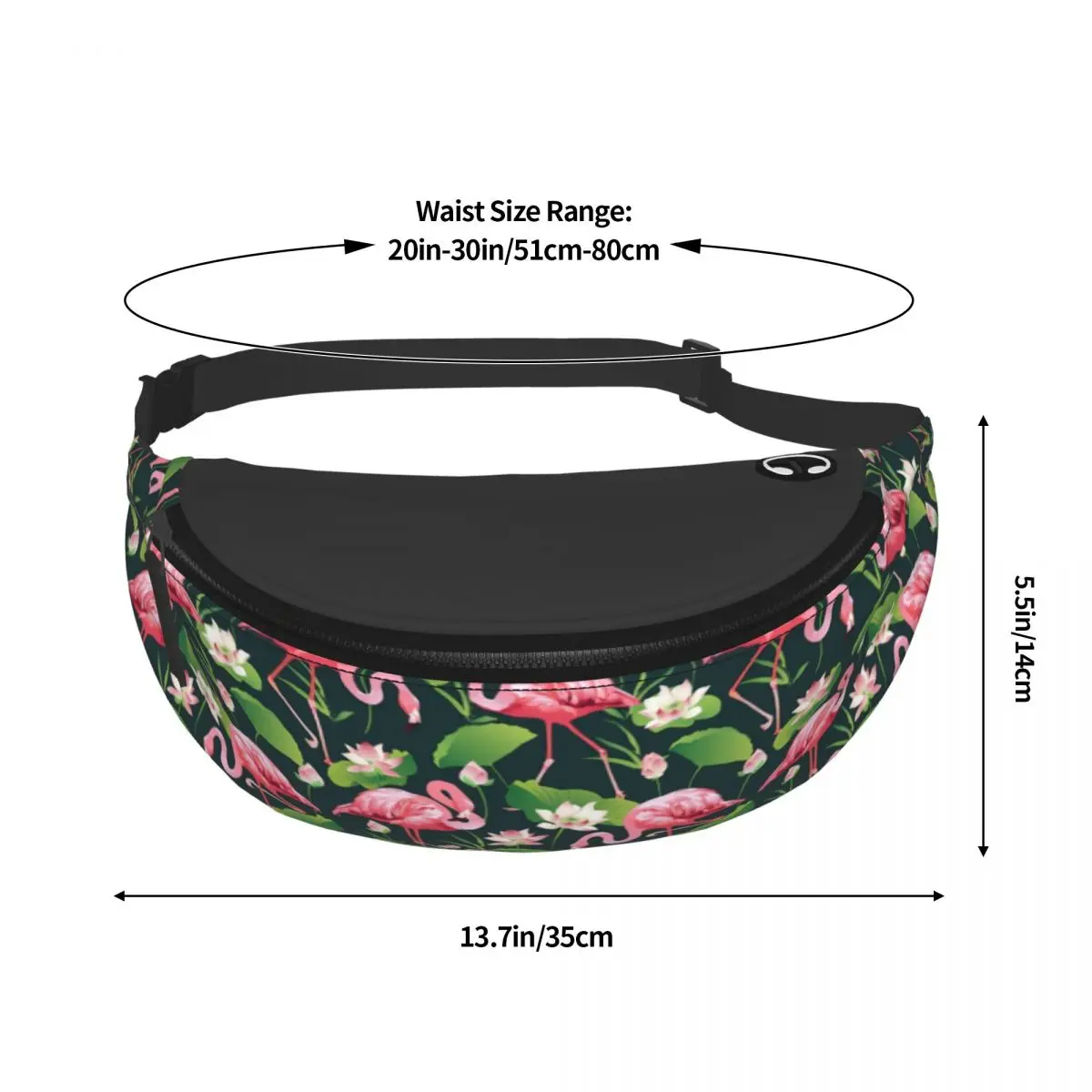 Tropical Birds Waist Bag Flamingo White Lily Print Polyester Waist Pack Naturehike Teenagers Bag