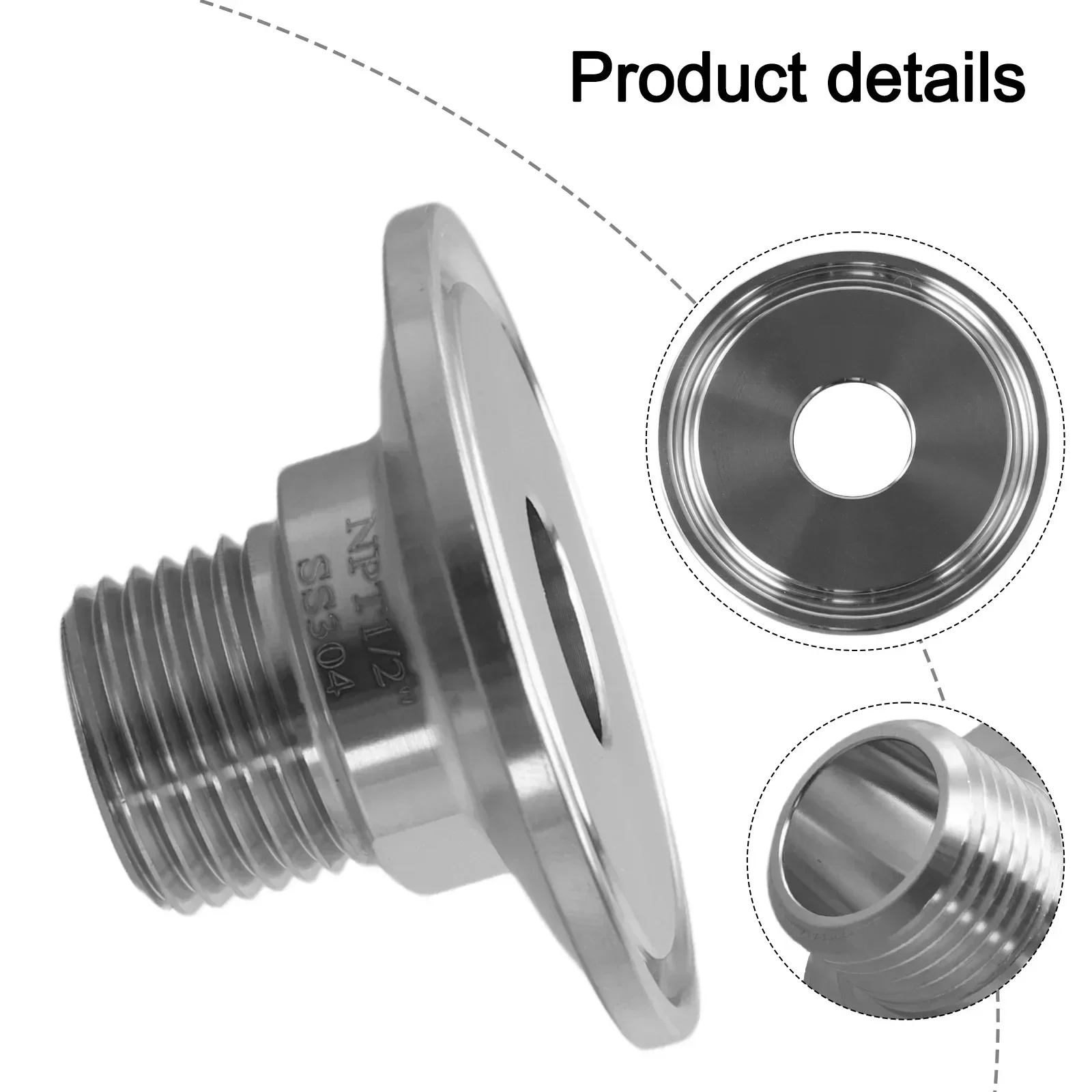 Tri Clamp Connector 304 Stainless Steel Adaptor For Pneumatic Or Hydraulic Applications In Multiple Industries