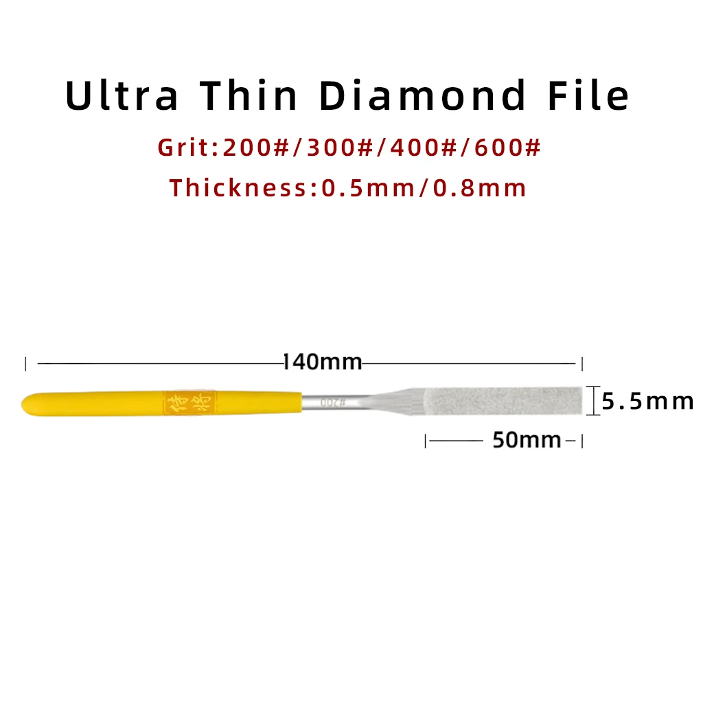 Ultra Thin Diamond Flat File 0.5mm/0.8mm Thickness Flat Hand File Assorted File Knife For Grinding Jade Mold Wood Etc