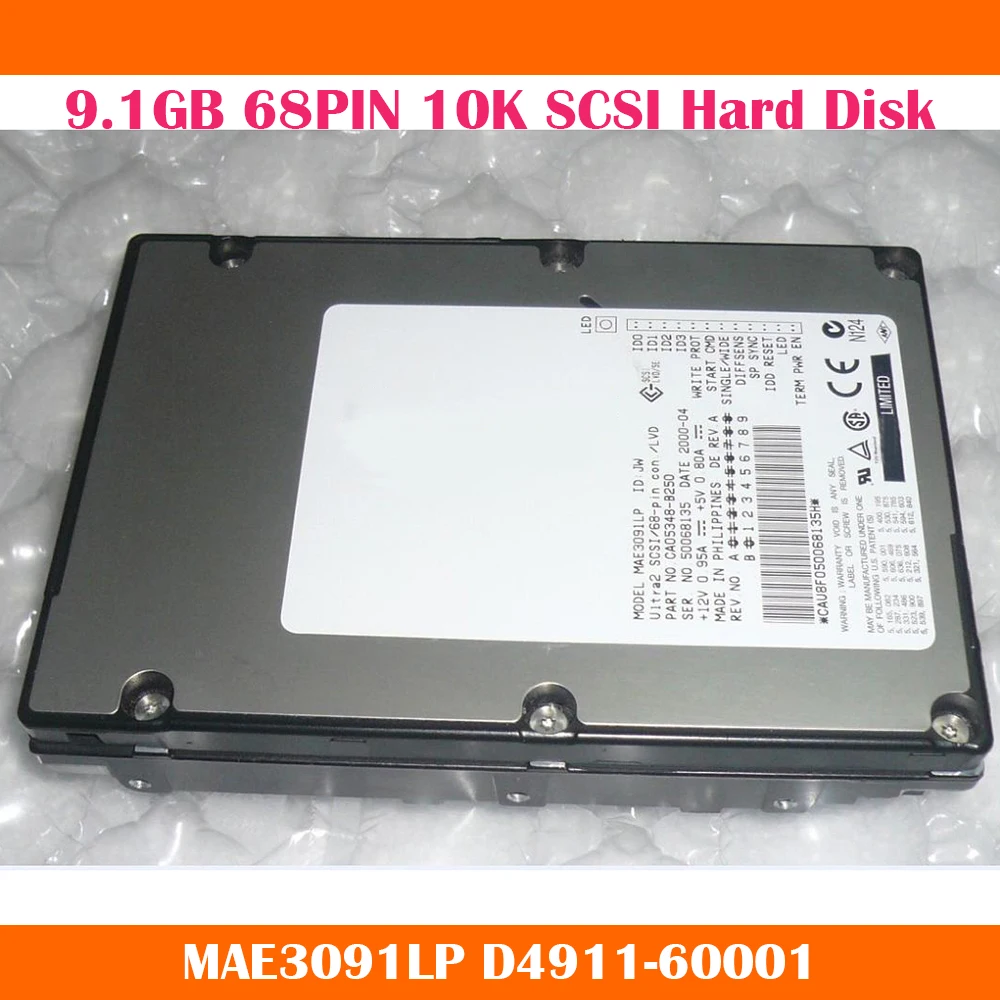 For Fujitsu MAE3091LP D4911-60001 9.1GB 68PIN 10K SCSI Hard Disk Industrial Medical Equipment HDD Work Fine High Quality