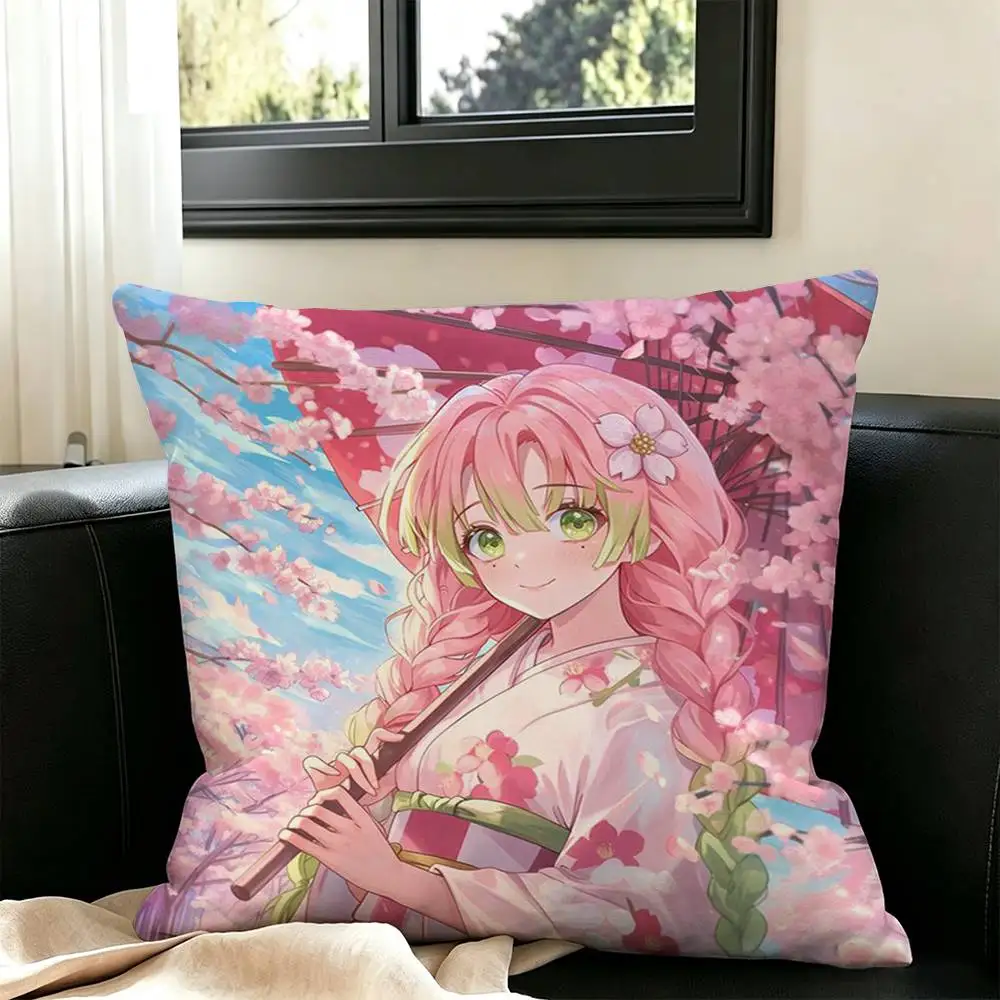 Anime Kanroji M-Cute M-Mitsuri   Pillow Case Square Double-Sided Sofa Cushion Cover Bedroom Bedside Pillow