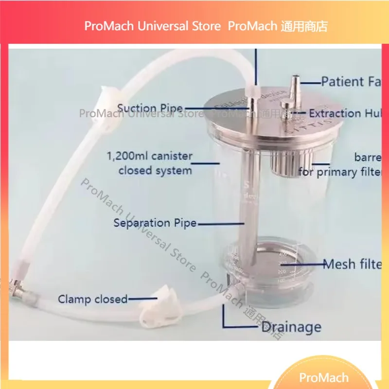 Large Volume Lipofilling Collection Canister Kit, Reusable Stainless Steel Transfer System