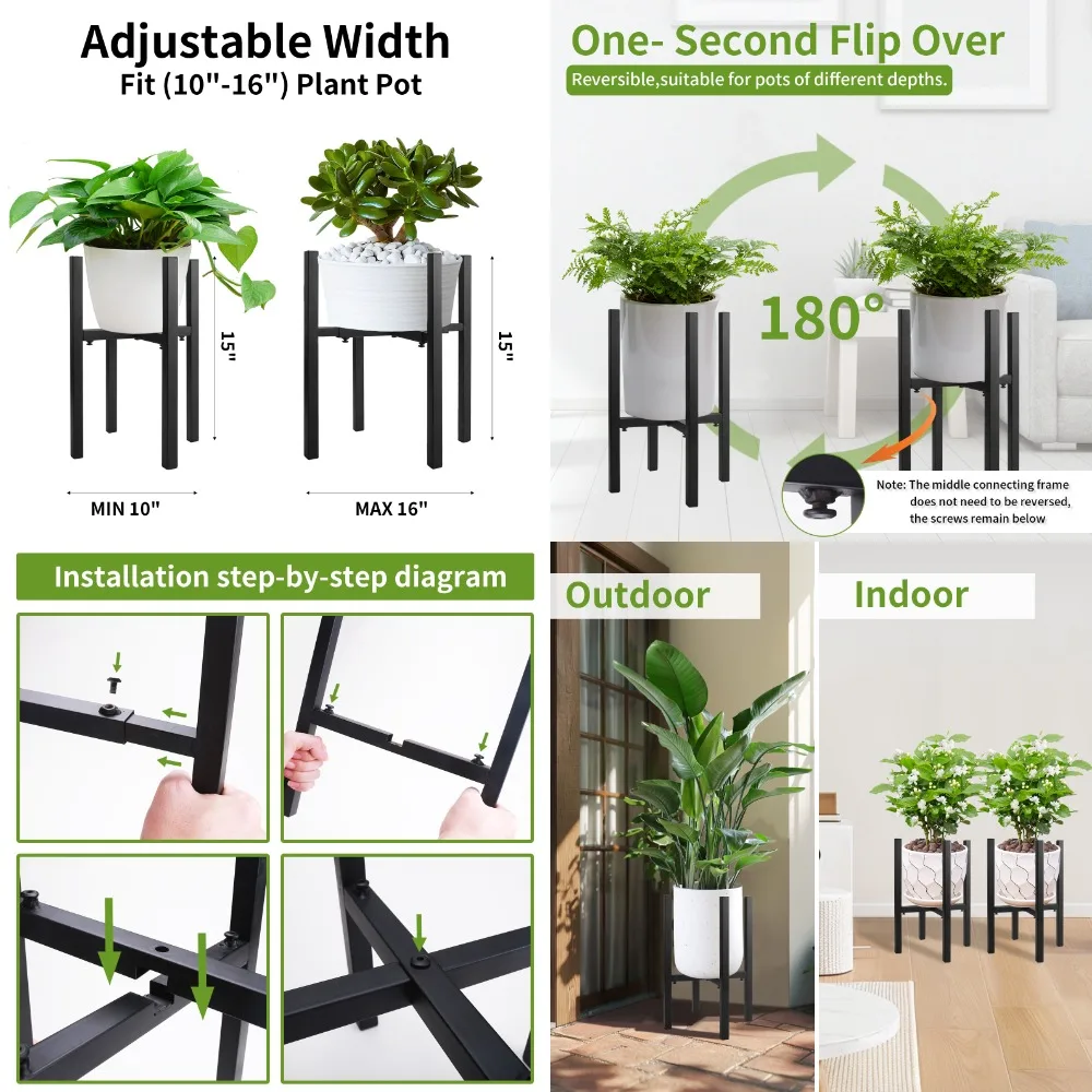 Heavy Plant Stand Four-legged Plant Stand Corner Adjustable Metal Plant Shelves for Flower Pot Outdoor Garden Patio Furniture